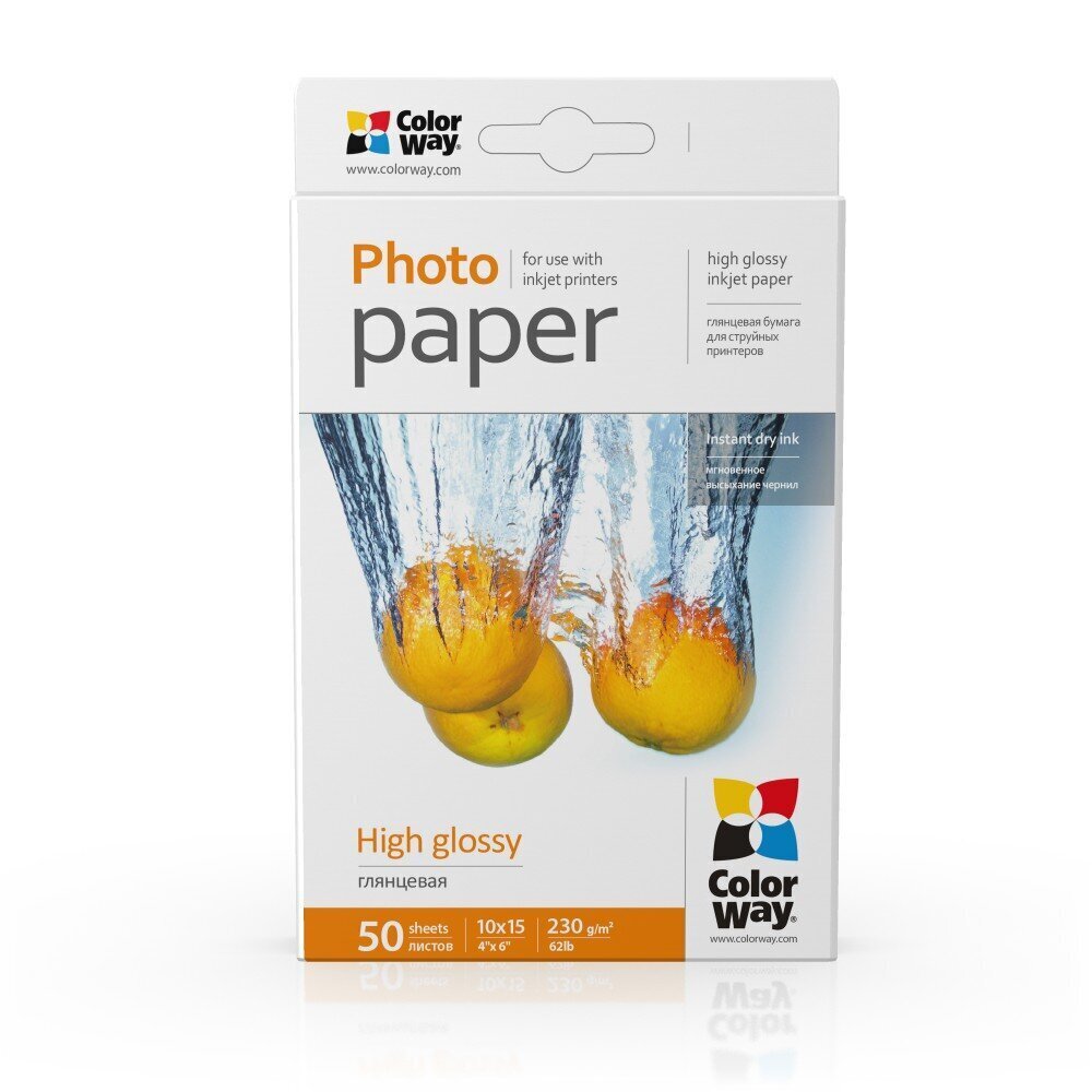 ColorWay High Glossy Photo Paper, 50 sheets, 10x15, 230 g cena un informācija | Burtnīcas un papīra preces | 220.lv