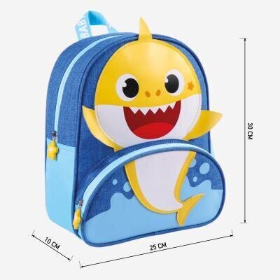 Skolas soma Baby Shark zila, 25,5 x 30 x 10 cm цена и информация | Skolas somas | 220.lv