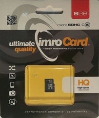 Atmiņas kartes ImroCard       MicroSDHC 8GB class 10 without adapter cena un informācija | Atmiņas kartes mobilajiem telefoniem | 220.lv