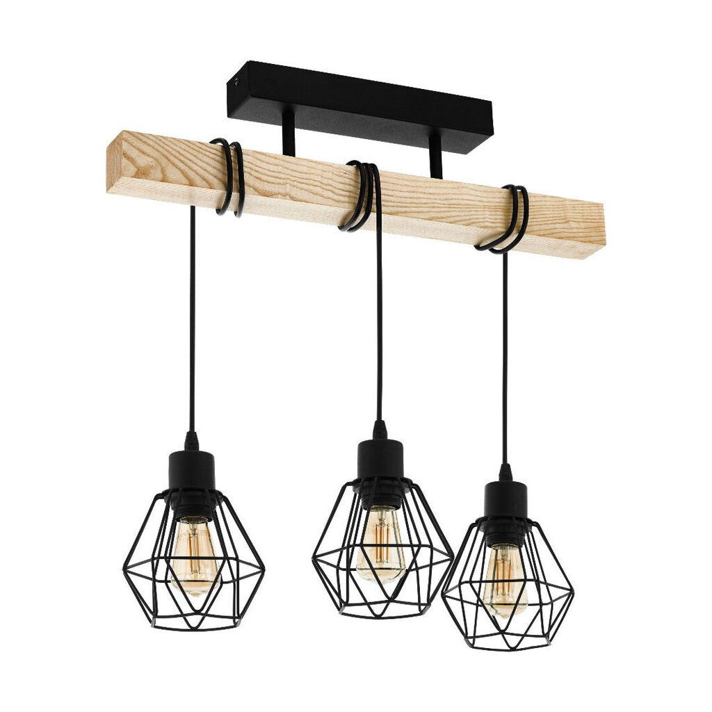 Griestu lampa Townshend 5 melns/koks E27 3X60W cena un informācija | Piekaramās lampas | 220.lv