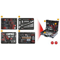 universāls instrumentu komplekts 1/4 ´ ´ +1/2 ´ 127-daļa, KS Tools цена и информация | Механические инструменты | 220.lv