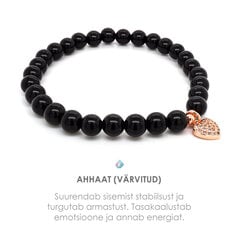 Браслет агат с сердцем (black-rose gold) цена и информация | Браслеты | 220.lv