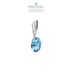 Sudraba kulons ovāls 8 mm, Aquamarine cena un informācija | Rotaslietu komplekti | 220.lv