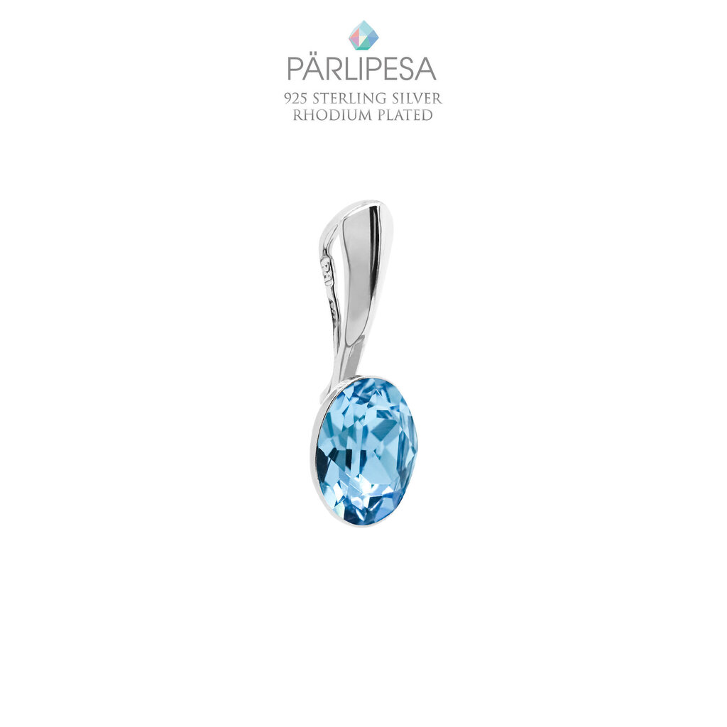 Sudraba kulons ovāls 8 mm, Aquamarine cena un informācija | Rotaslietu komplekti | 220.lv