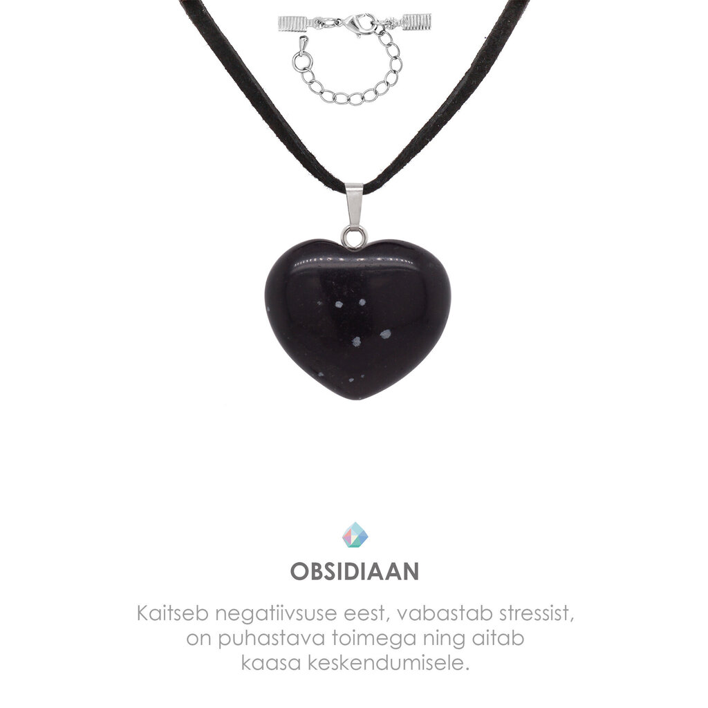 Kulons no obsidiāna sirds formā 29x28x11 mm cena un informācija | Kaklarotas | 220.lv