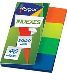 Līmējami indeksi FORPUS, 20x50 mm, 4 x 40 gab. cena un informācija | Kancelejas preces | 220.lv