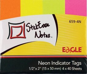 Līmējami indeksi EAGLE, 15x50 mm, papīra, neona, 4 x 40 gab. цена и информация | Канцелярия | 220.lv