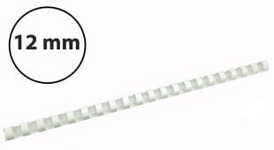 Спирали для переплета пластиковые, 12мм, 100шт, цвет белый цена и информация | Канцелярия | 220.lv
