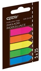 Līmējami indeksi GRAND, 12x45 mm, 5 x 25 gab. cena un informācija | Kancelejas preces | 220.lv