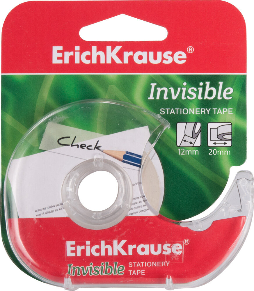 Matēta līmlente ar turētāju ERICH KRAUSE Invisible, 12 mm x 20 m cena un informācija | Kancelejas preces | 220.lv