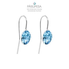 Серьги 925 овальные 8 мм, Aquamarine цена и информация | Серьги | 220.lv