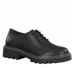 TAMARIS sieviešu melni ādas apavi LACE-UP цена и информация | Женские туфли | 220.lv