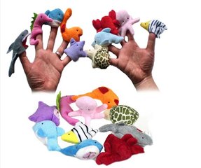 Pirkstu rotaļlietas Jūras dzīvnieki, 10 gab. цена и информация | Развивающие игрушки | 220.lv