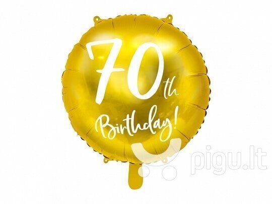 Folijas balons 70. dzimšanas dienai, 45 cm, zelta цена и информация | Baloni | 220.lv