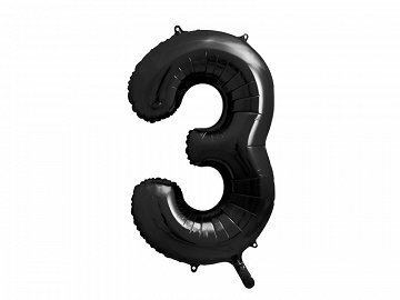 Folijas balons - Cipars “3”, 86 cm, melns cena un informācija | Baloni | 220.lv