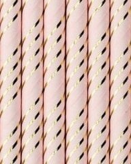 Соломинки бумажные розовые в полоску, 10 шт. цена и информация | Праздничная одноразовая посуда | 220.lv