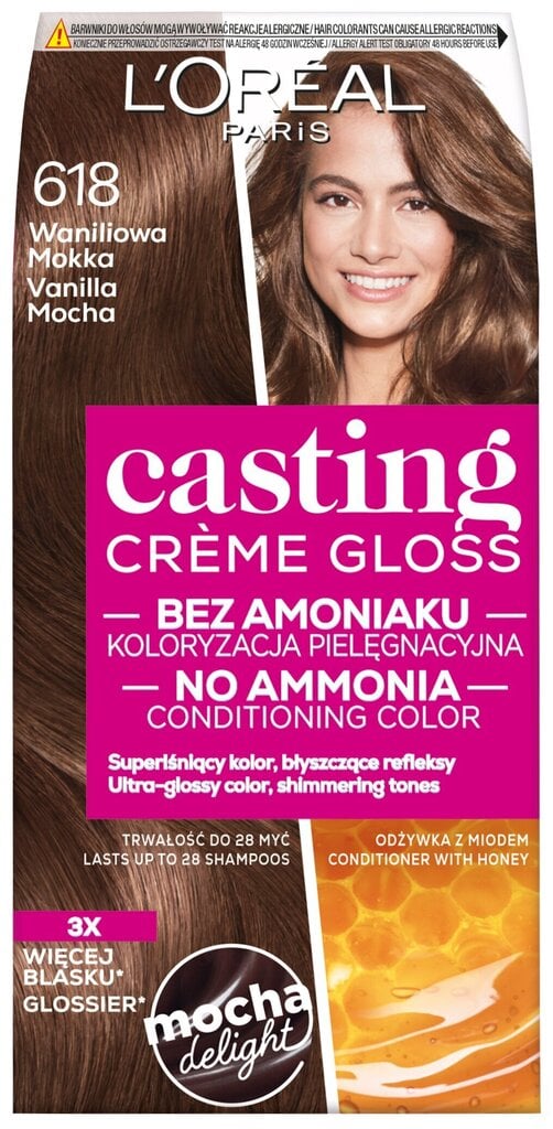 Noturīga matu krāsa L'Oreal Paris Casting Creme Gloss, 618 Vanilla Mocha цена и информация | Matu krāsas | 220.lv