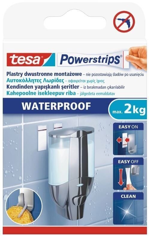 Divpusējā līmlente, TESA Powerstrips Waterproof Strips Large, 6 gab. цена и информация | Kancelejas preces | 220.lv