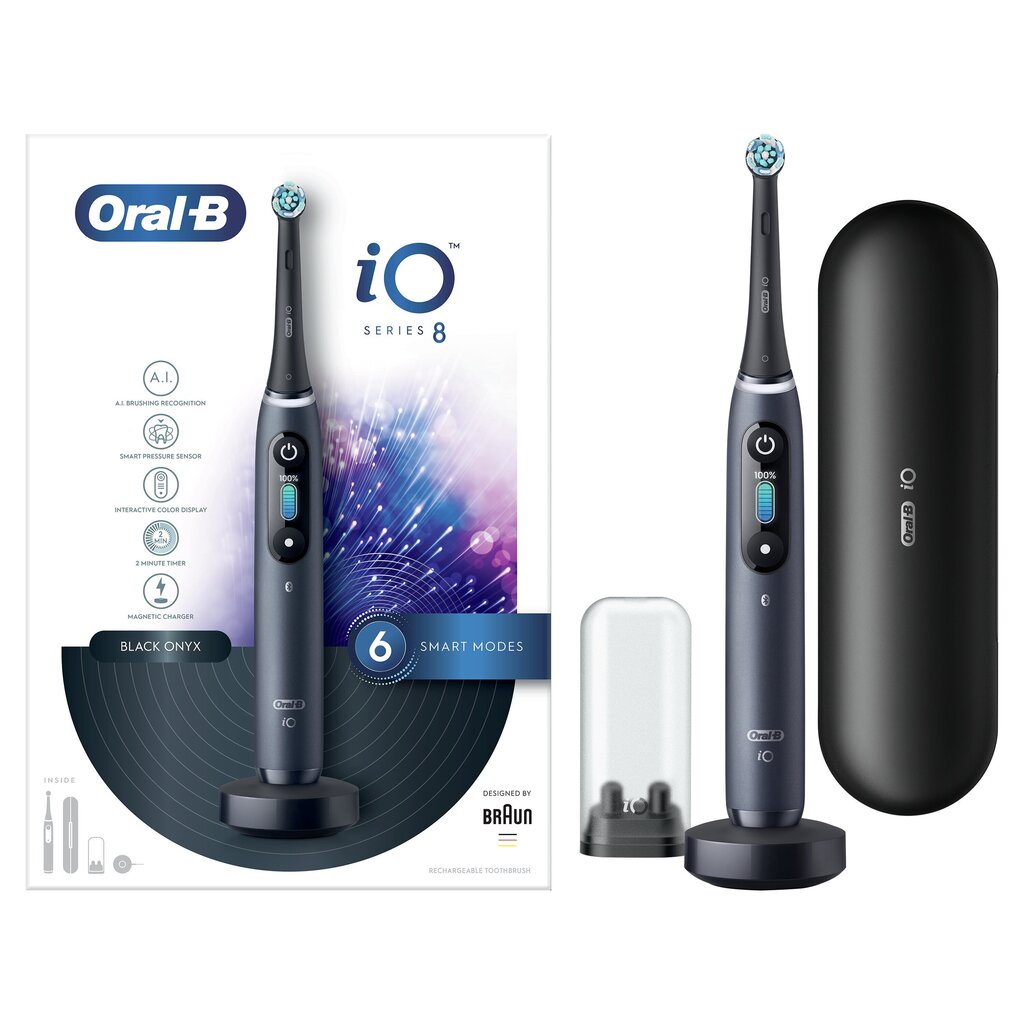 Oral-B iO8 Series Black Onyx cena un informācija | Elektriskās zobu birstes | 220.lv