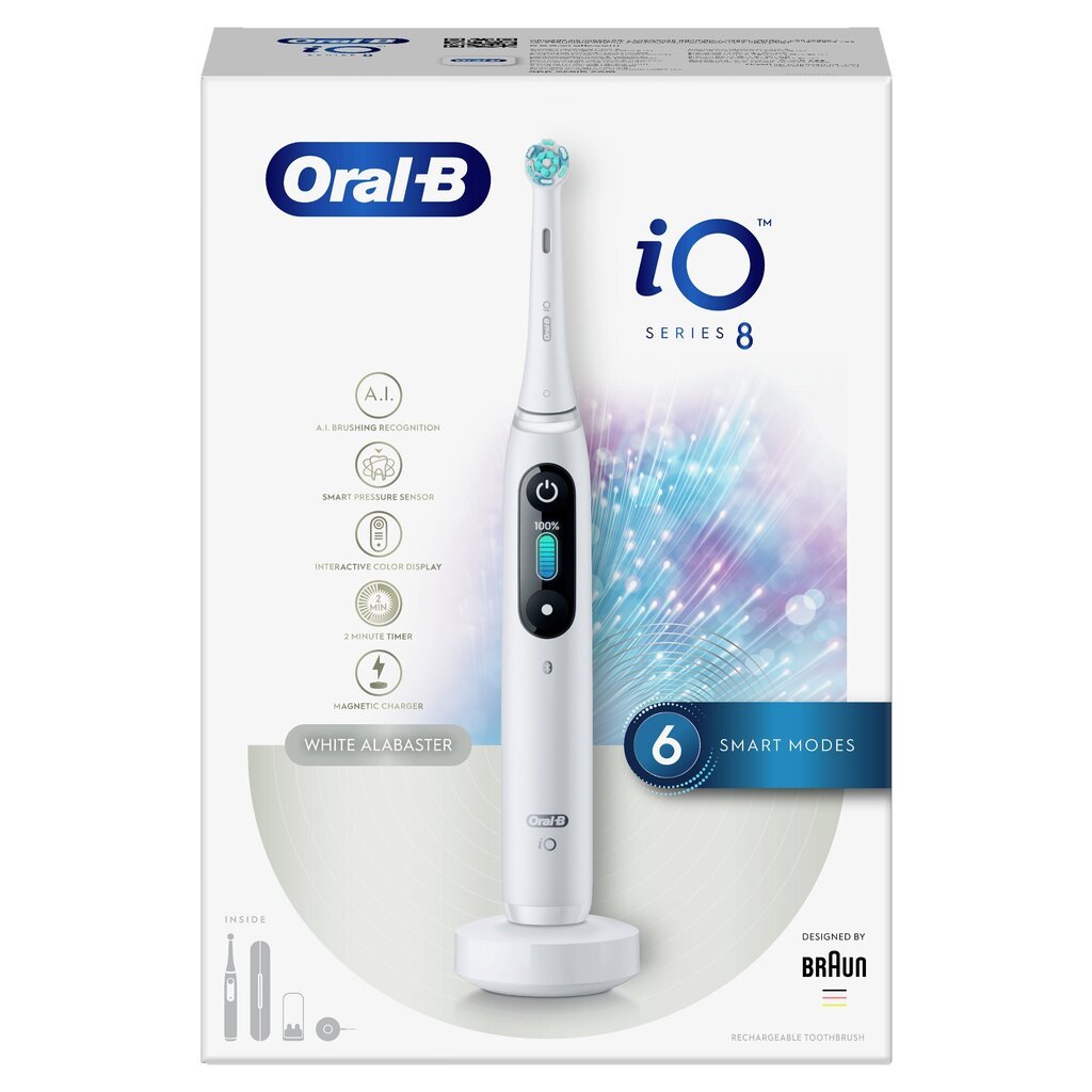 Oral-B iO8 Series White Alabaster цена и информация | Elektriskās zobu birstes | 220.lv