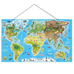 Woody 91290 Eko attīstoša Puzle un Angļu valodas apmācoša Pasaules karte (203gab.)4+ (77x47cm) cena un informācija | Woody Rotaļlietas, bērnu preces | 220.lv