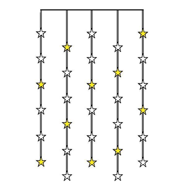 Gaismas aizkars ar 30 LED zvaigznēm, 90X120cm, iekštelpu / āra IP44 cena un informācija | Ziemassvētku lampiņas, LED virtenes | 220.lv