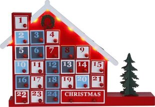 Māja ar adventes kalendāru, 44x32cm, 8 LED gaismas cena un informācija | Ziemassvētku dekorācijas | 220.lv