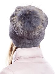 Sieviešu cepure ar kažokādas pomponu, pelēka cena un informācija | Sieviešu cepures | 220.lv