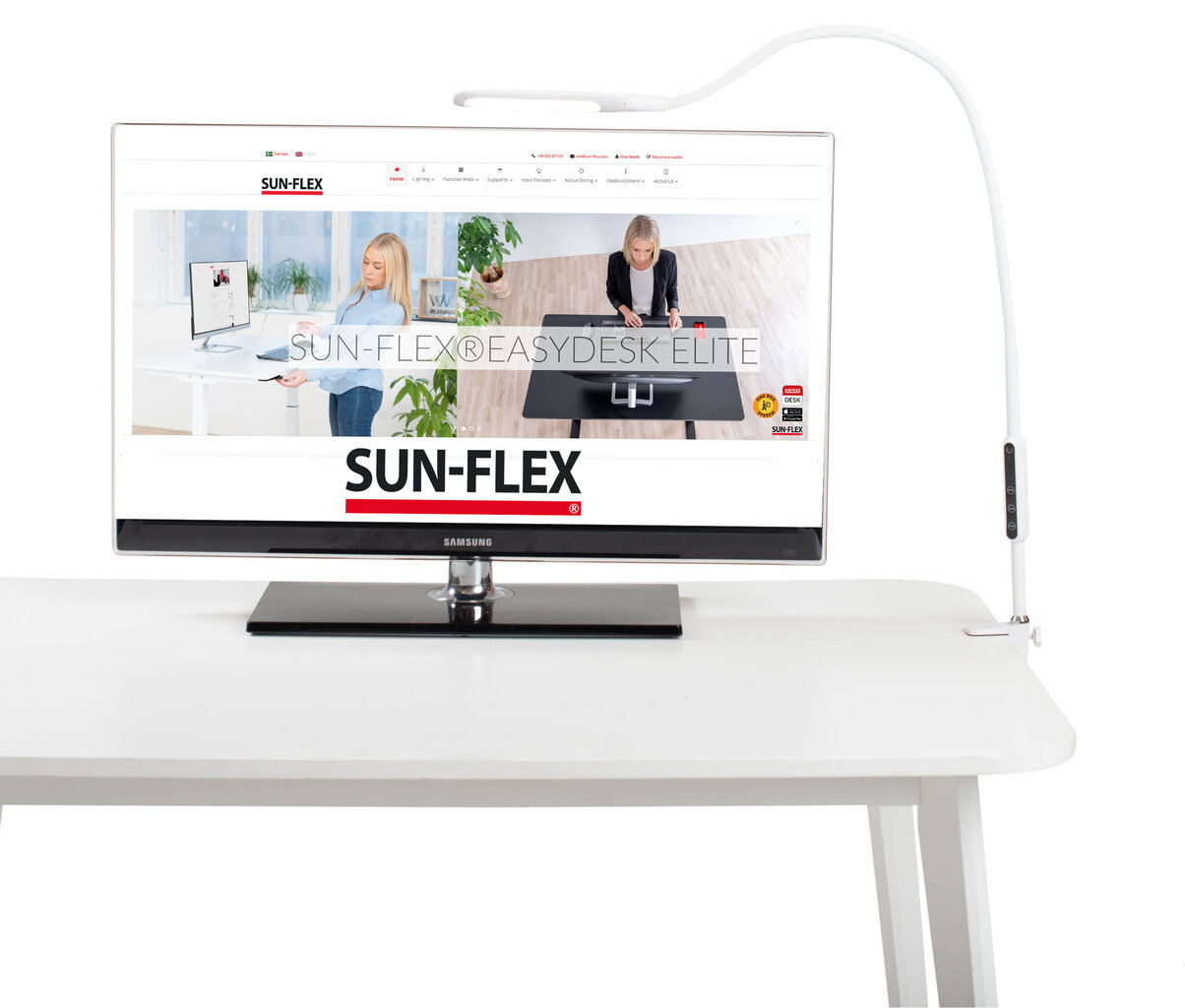 Sun-Flex galda lampa DESKLITE™, balta цена и информация | Galda lampas | 220.lv