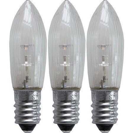 Rezerves spuldzes, LED universālas, 3 gab., 0.2W, 23-55V, E10, caurspīdīgas 10/200 cena un informācija | Ziemassvētku lampiņas, LED virtenes | 220.lv