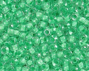 Čehu pērlītes, caurspīdīgi gaiši zaļā krāsā (38656) 10/0 50 g cena un informācija | Rotu veidošana, pērļošana | 220.lv