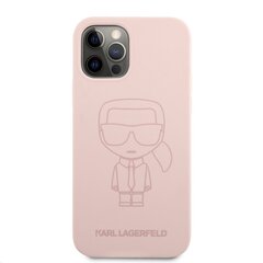 Karl Lagerfeld Iconic Outline Silicone Case priekš iPhone 12 Pro Max 6.7 Tone on Tone Pink cena un informācija | Telefonu vāciņi, maciņi | 220.lv