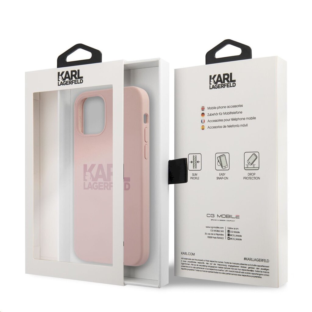 Karl Lagerfeld Stack Pink Logo Silicone Case priekš iPhone 12 Pro Max 6.7 Pink cena un informācija | Telefonu vāciņi, maciņi | 220.lv