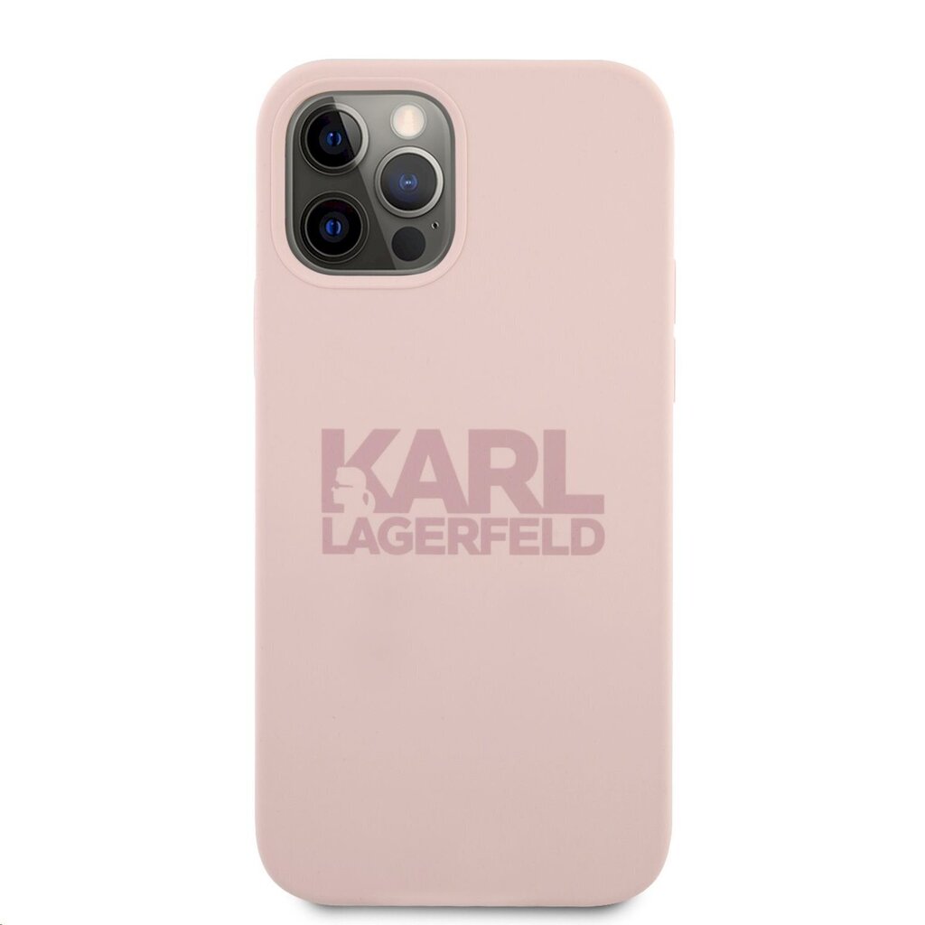 Karl Lagerfeld Stack Pink Logo Silicone Case priekš iPhone 12 Pro Max 6.7 Pink cena un informācija | Telefonu vāciņi, maciņi | 220.lv