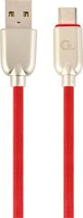 Gembird USB Male - USB Type C Male Premium rubber 1m Red cena un informācija | Kabeļi un vadi | 220.lv