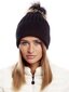 Cepure ar kažokādu pomponu, melna cena un informācija | Sieviešu cepures | 220.lv