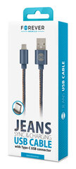 Кабель Forever type-C cable jeans цена и информация | Forever Видеокамеры и принадлежности | 220.lv