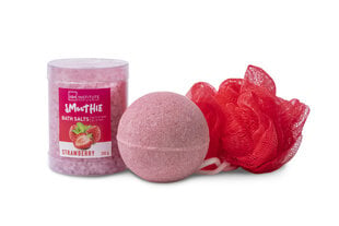 Набор IDC Institute Smoothie Strawberry: соль для ванн, 200 г + пузырь для ванн, 140 г + губка цена и информация | Масла, гели для душа | 220.lv