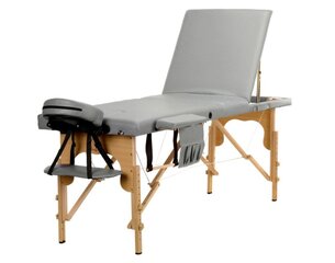 Массажный стол BodyFit, 3 зоны, деревянный, серый цена и информация | Аксессуары для массажа | 220.lv