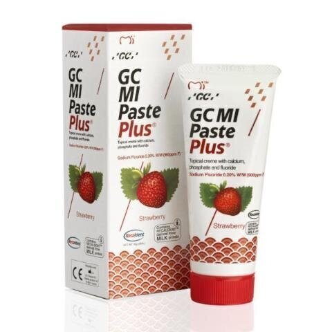 GC Mi Paste Plus Recaldent zobu pasta ar fluoru, zemeņu garšu, 35 ml цена и информация | Zobu pastas, birstes | 220.lv