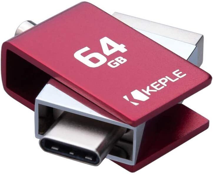 Keple 64 GB atmiņa ar dubultu USB un C tipa USB savienojumu, sarkana cena un informācija | USB Atmiņas kartes | 220.lv