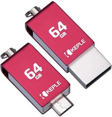 KEPLE 64 ГБ flash память с двойным портом USB и microUSB, красный цена и информация | USB накопители | 220.lv