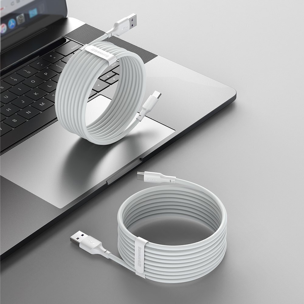 USB kabeļu komplekts Baseus Simple Wisdom Data Cable Kit USB to Type-C 5A 1.5m balts cena un informācija | Savienotājkabeļi | 220.lv