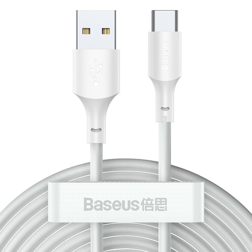 USB kabeļu komplekts Baseus Simple Wisdom Data Cable Kit USB to Type-C 5A 1.5m balts cena un informācija | Savienotājkabeļi | 220.lv