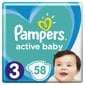 Autiņbiksītes PAMPERS Active Baby, 3. izmērs, 6-10 kg, 58 gab цена и информация | Autiņbiksītes | 220.lv