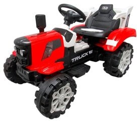 Elektriskais traktors ar piekabi, sarkans cena un informācija | Bērnu elektroauto | 220.lv