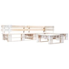 vidaXL 4-daļīgs palešu dīvānu komplekts, balts koks цена и информация | Комплекты уличной мебели | 220.lv