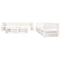 vidaXL 6-daļīgs palešu dīvānu komplekts, balts koks цена и информация | Комплекты уличной мебели | 220.lv