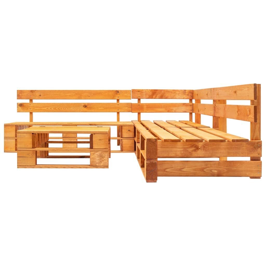 vidaXL 4-daļīgs palešu dīvānu komplekts, medus brūns koks cena un informācija | Dārza mēbeļu komplekti | 220.lv
