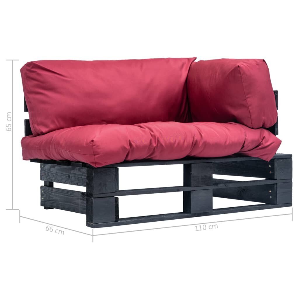 vidaXL dārza palešu dīvāns ar sarkaniem matračiem, priedes koks цена и информация | Dārza krēsli | 220.lv